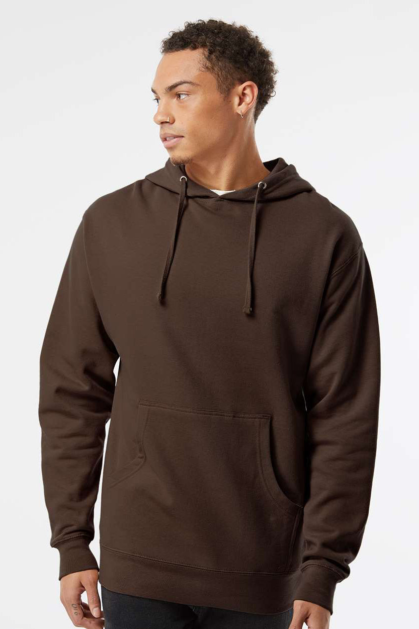 Independent Trading Company SS4500 Mens Hooded Sweatshirt Hoodie w/ Pouch Pocket Brown Model Front