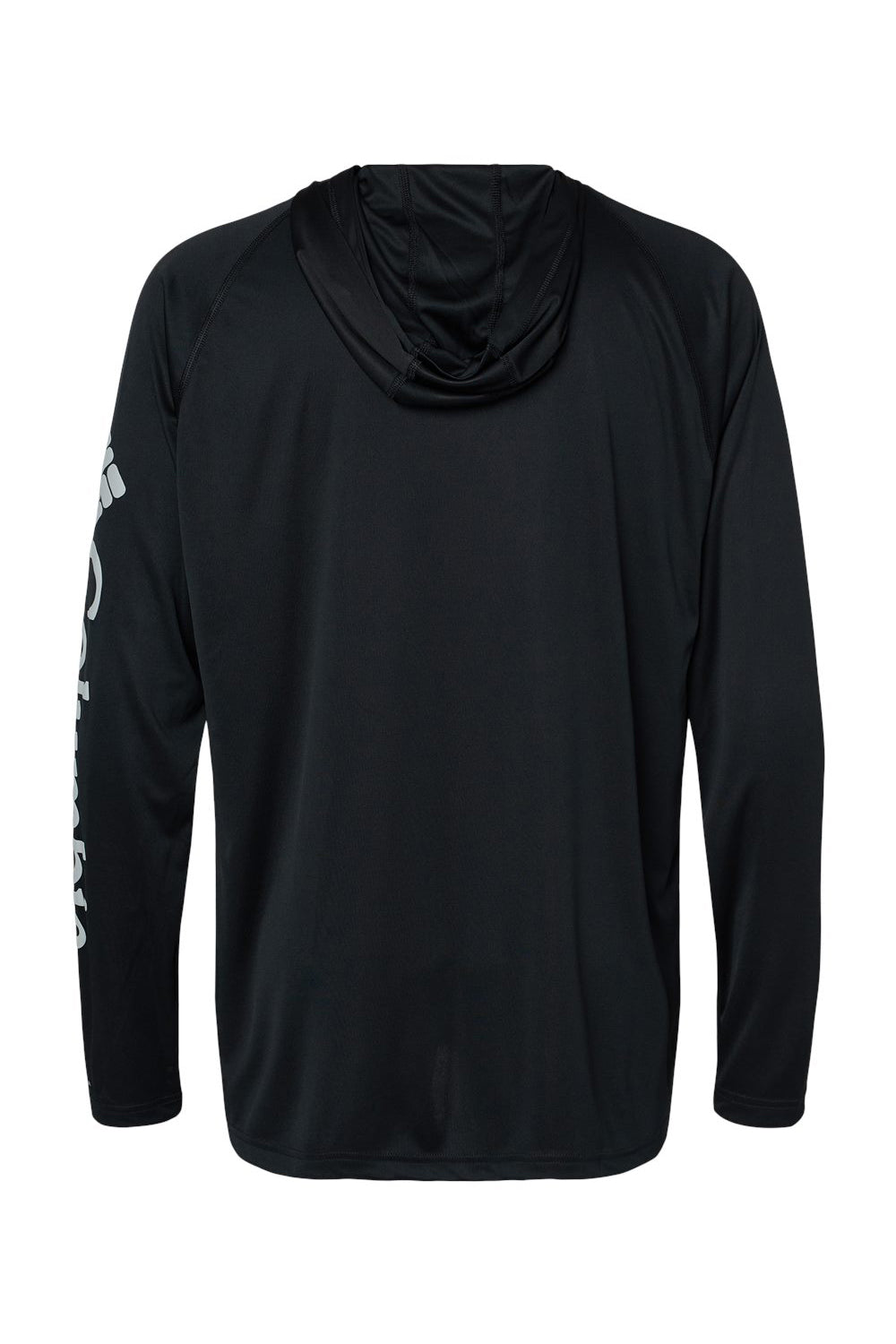 Columbia 153617 Mens PFG Terminal Tackle Long Sleeve Hooded T-Shirt Hoodie Black/Cool Grey Flat Back