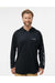 Columbia 153617 Mens PFG Terminal Tackle Long Sleeve Hooded T-Shirt Hoodie Black/Cool Grey Model Front