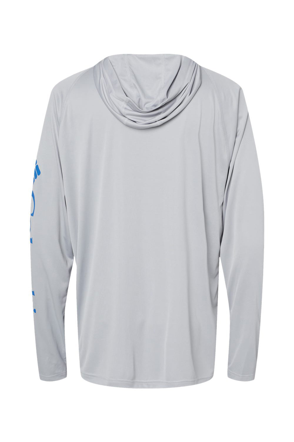 Columbia 153617 Mens PFG Terminal Tackle Long Sleeve Hooded T-Shirt Hoodie Cool Grey/Vivid Blue Flat Back