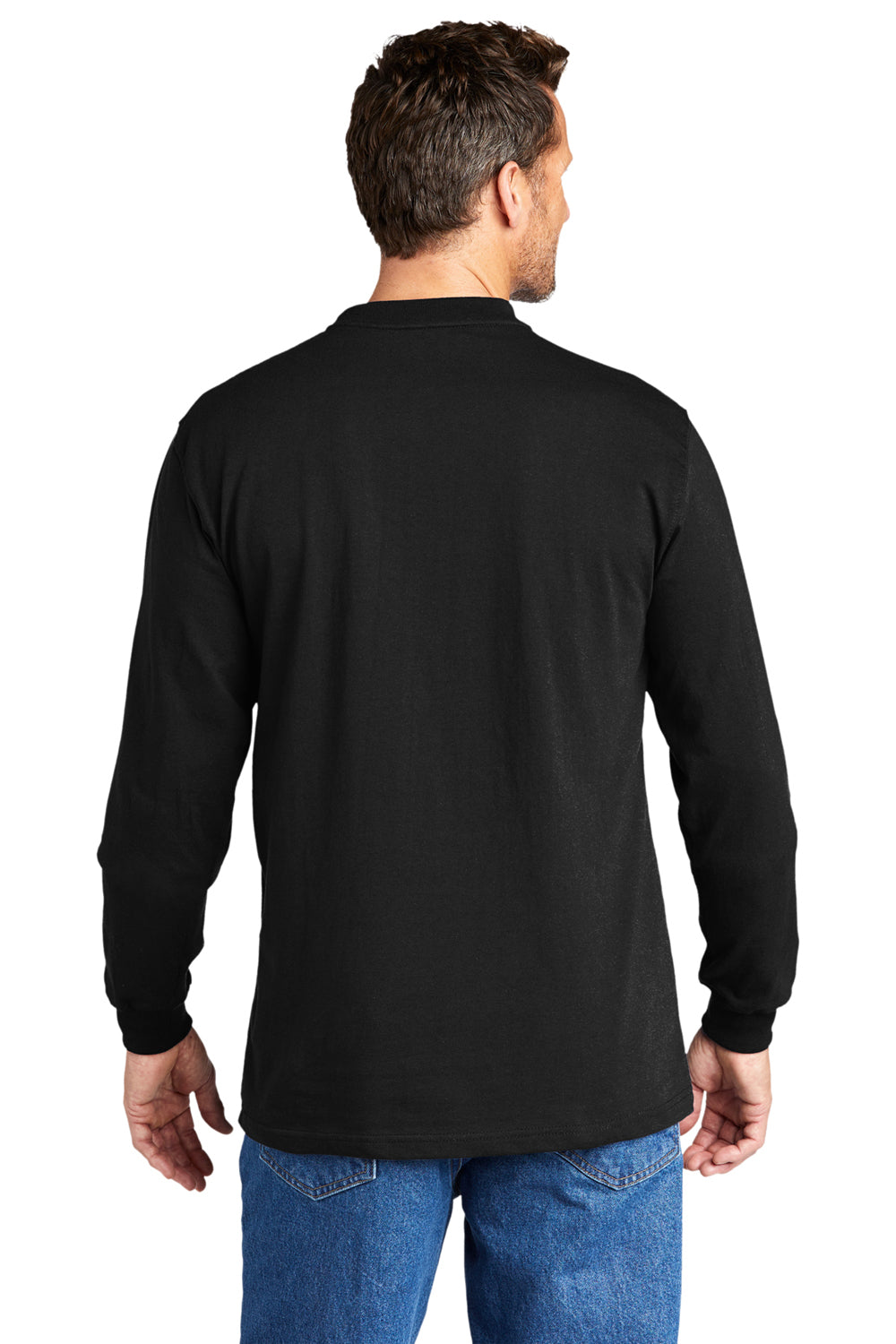 Carhartt CTK128 Mens Long Sleeve Henley T-Shirt w/ Pocket Black Model Back
