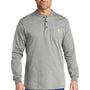 Carhartt Mens Long Sleeve Henley T-Shirt w/ Pocket - Heather Grey