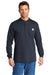 Carhartt CTK128 Mens Long Sleeve Henley T-Shirt w/ Pocket Navy Blue Model Front
