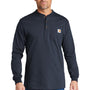 Carhartt Mens Long Sleeve Henley T-Shirt w/ Pocket - Navy Blue