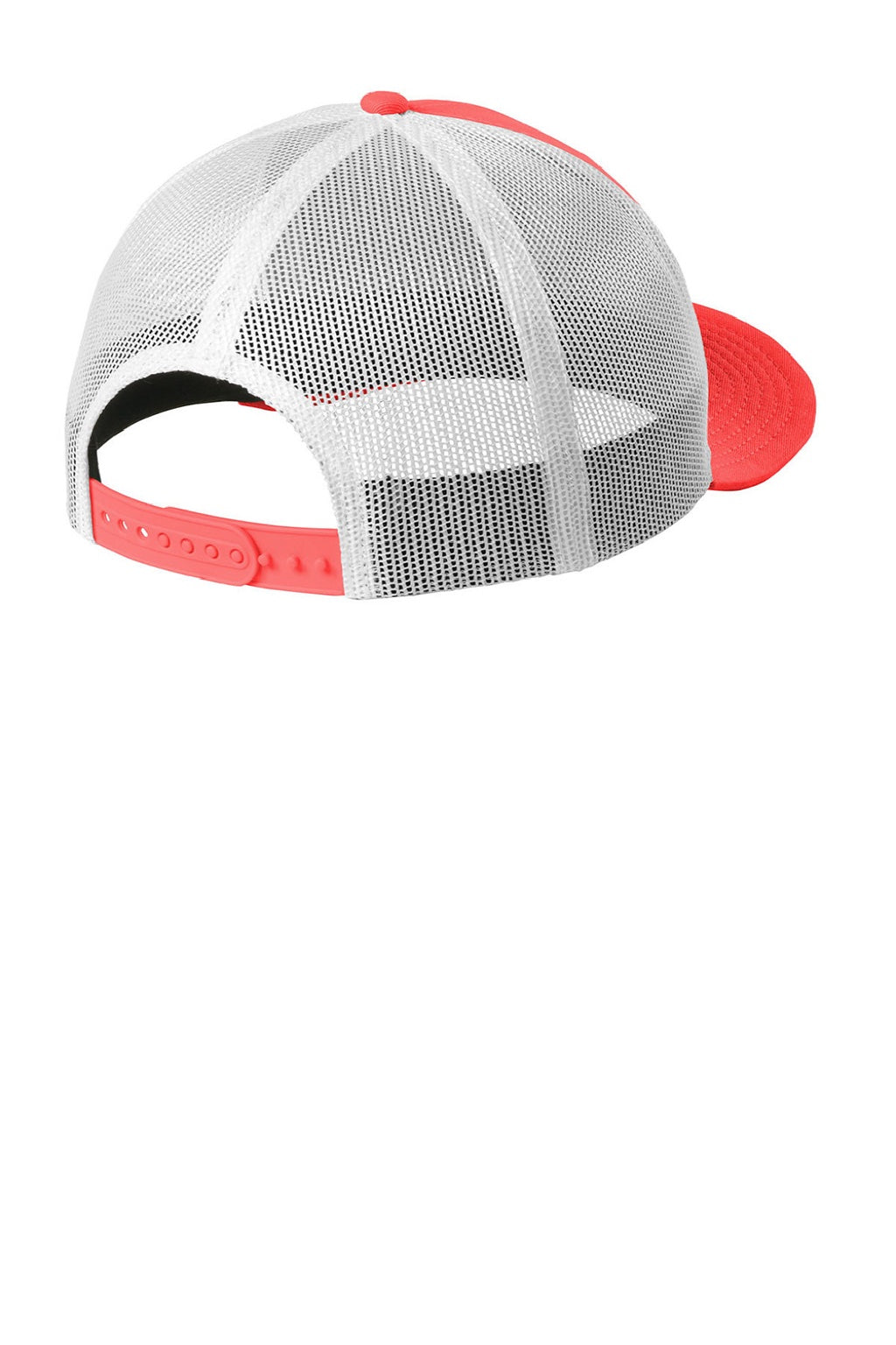 New Era Hats NE207 Mens Low Profile Snapback Trucker Hat Coral Pink/White Flat Back