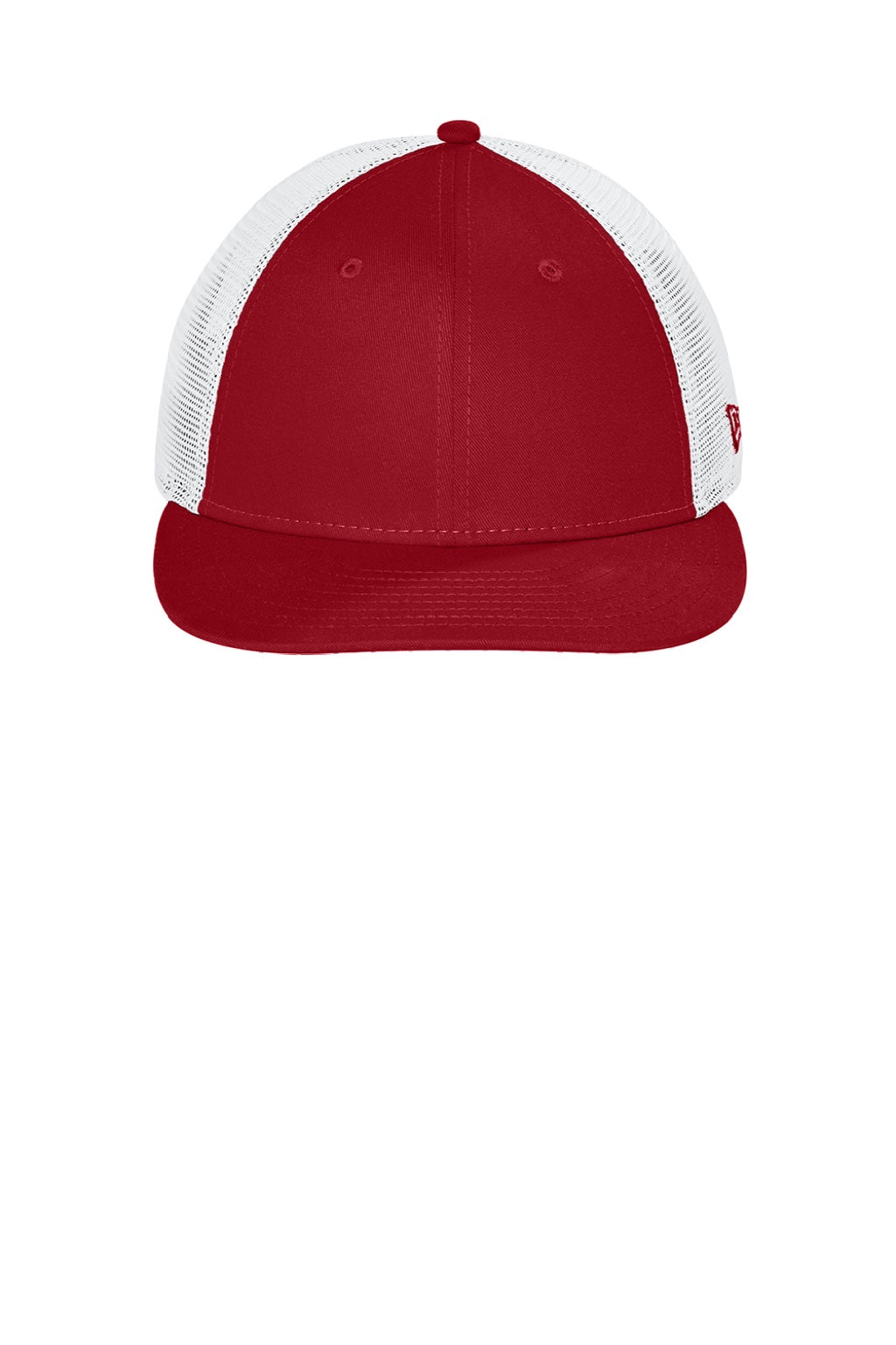 New Era Hats NE207 Mens Low Profile Snapback Trucker Hat Flag Scarlet Red/White Flat Front