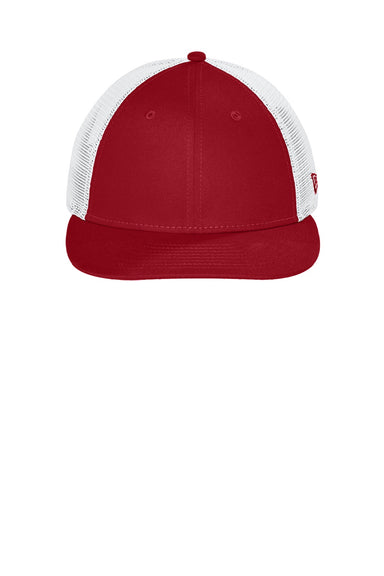 New Era Hats NE207 Mens Low Profile Snapback Trucker Hat Flag Scarlet Red/White Flat Front