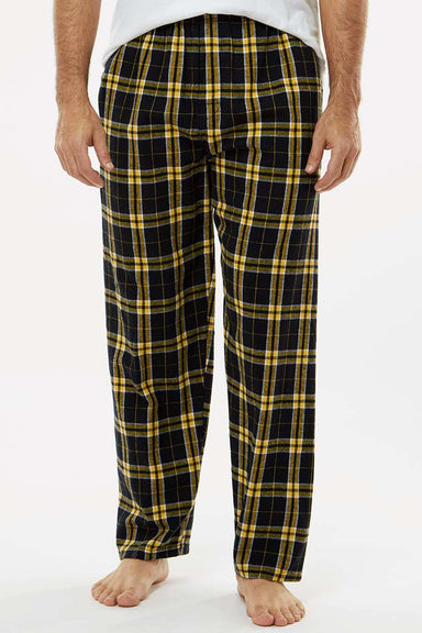 Boxercraft BM6624 Mens Harley Flannel Pants w/ Pockets Black/Gold Model Front