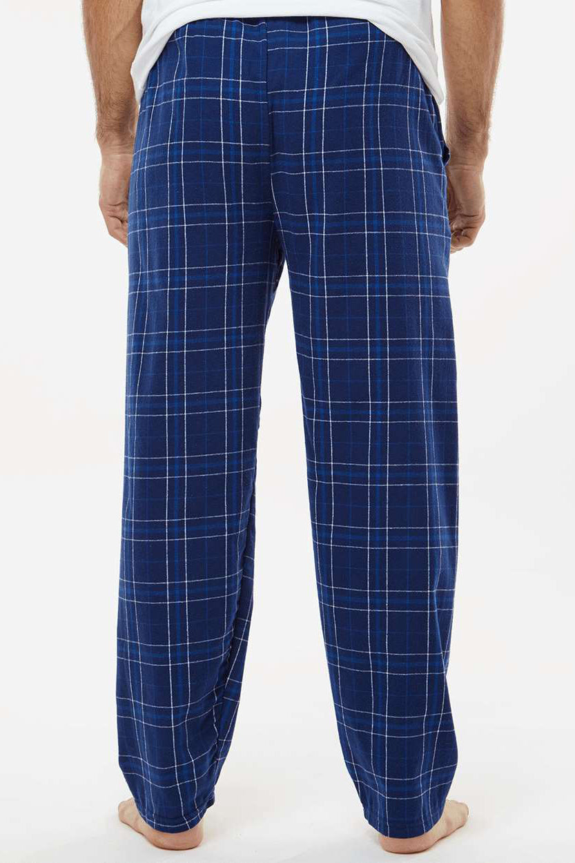 Boxercraft BM6624 Mens Harley Flannel Pants w/ Pockets Navy Blue Field Day Plaid Model Back