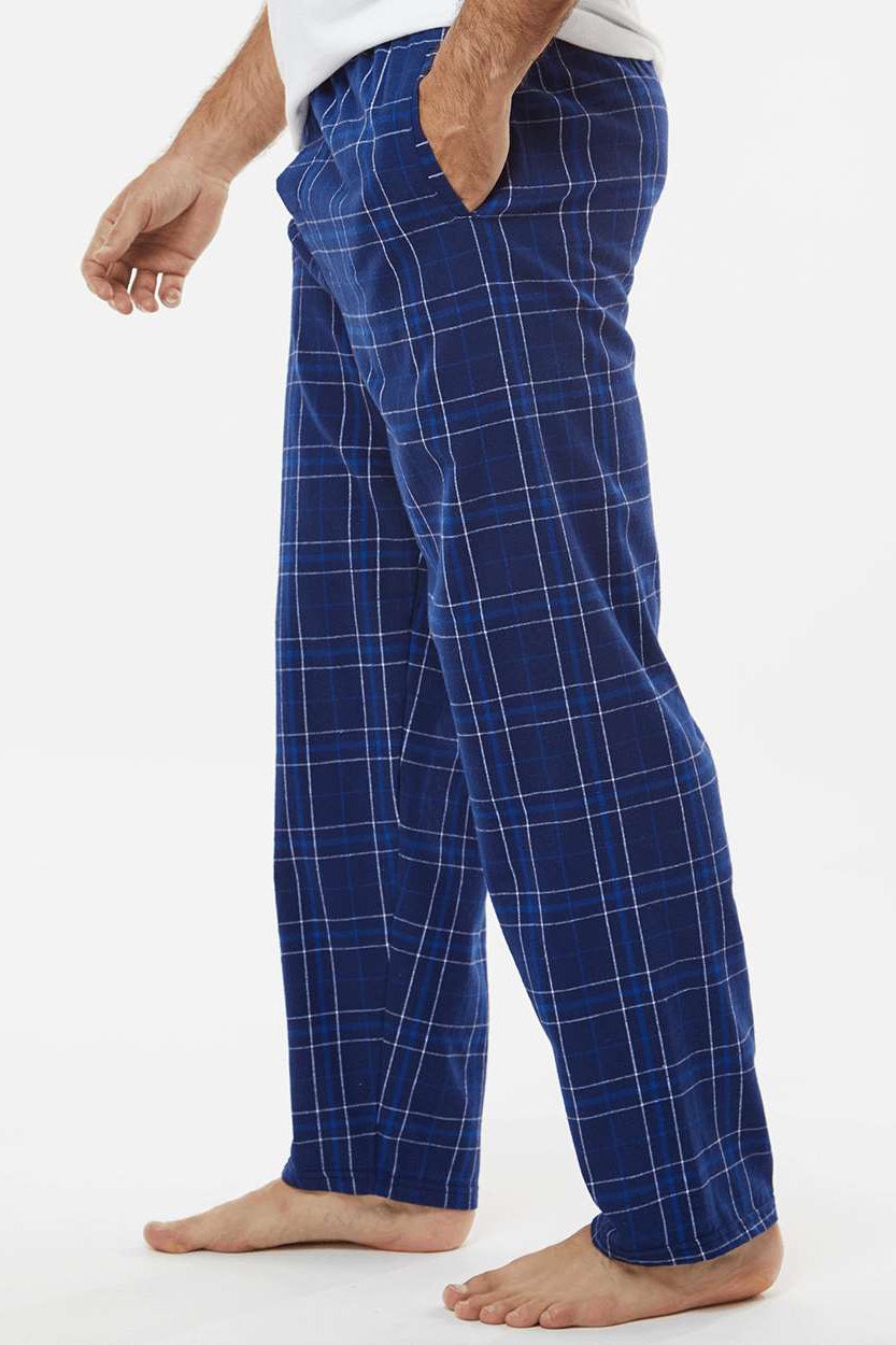 Boxercraft BM6624 Mens Harley Flannel Pants w/ Pockets Navy Blue Field Day Plaid Model Side