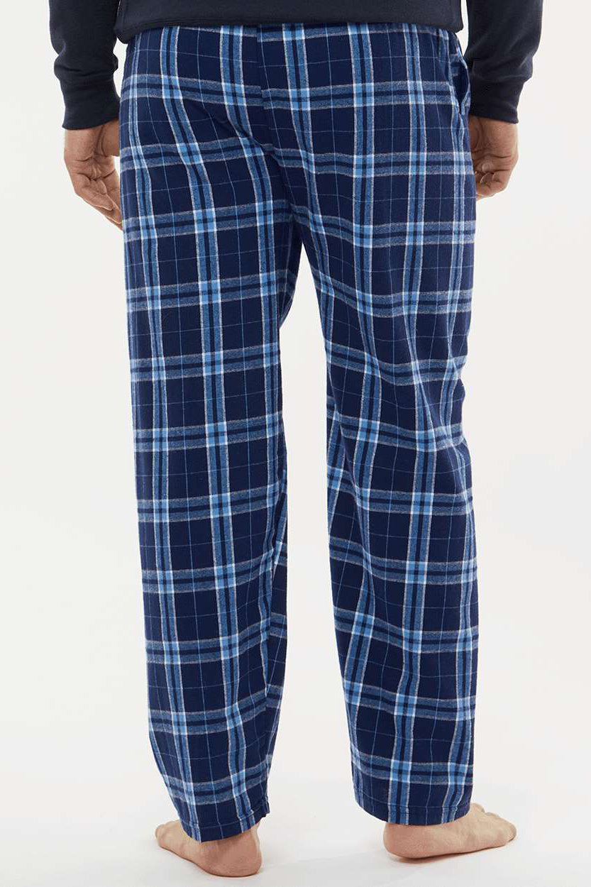 Boxercraft BM6624 Mens Harley Flannel Pants w/ Pockets Navy Blue/Columbia Blue Model Back
