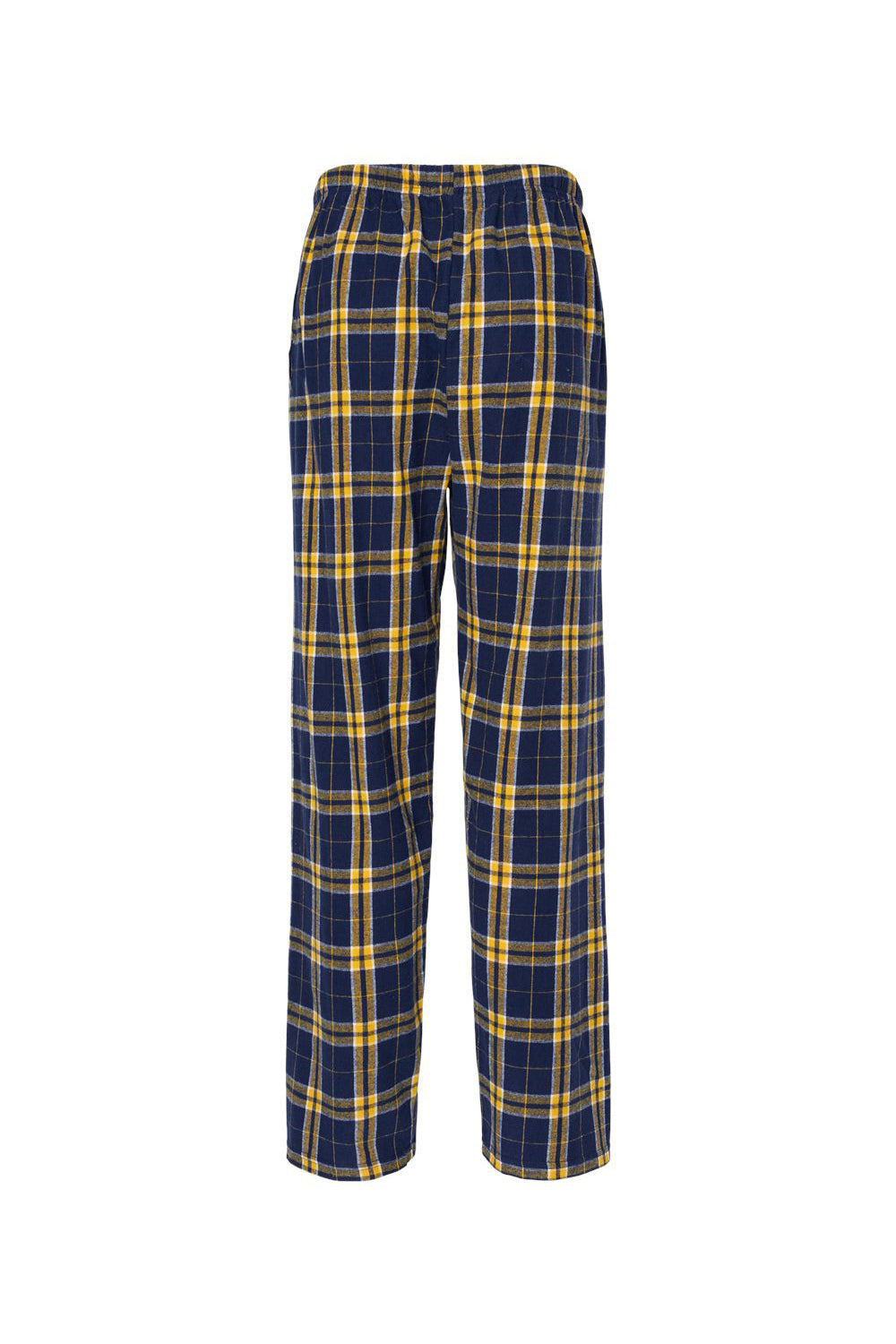 Boxercraft BM6624 Mens Harley Flannel Pants w/ Pockets Navy Blue/Gold Flat Back