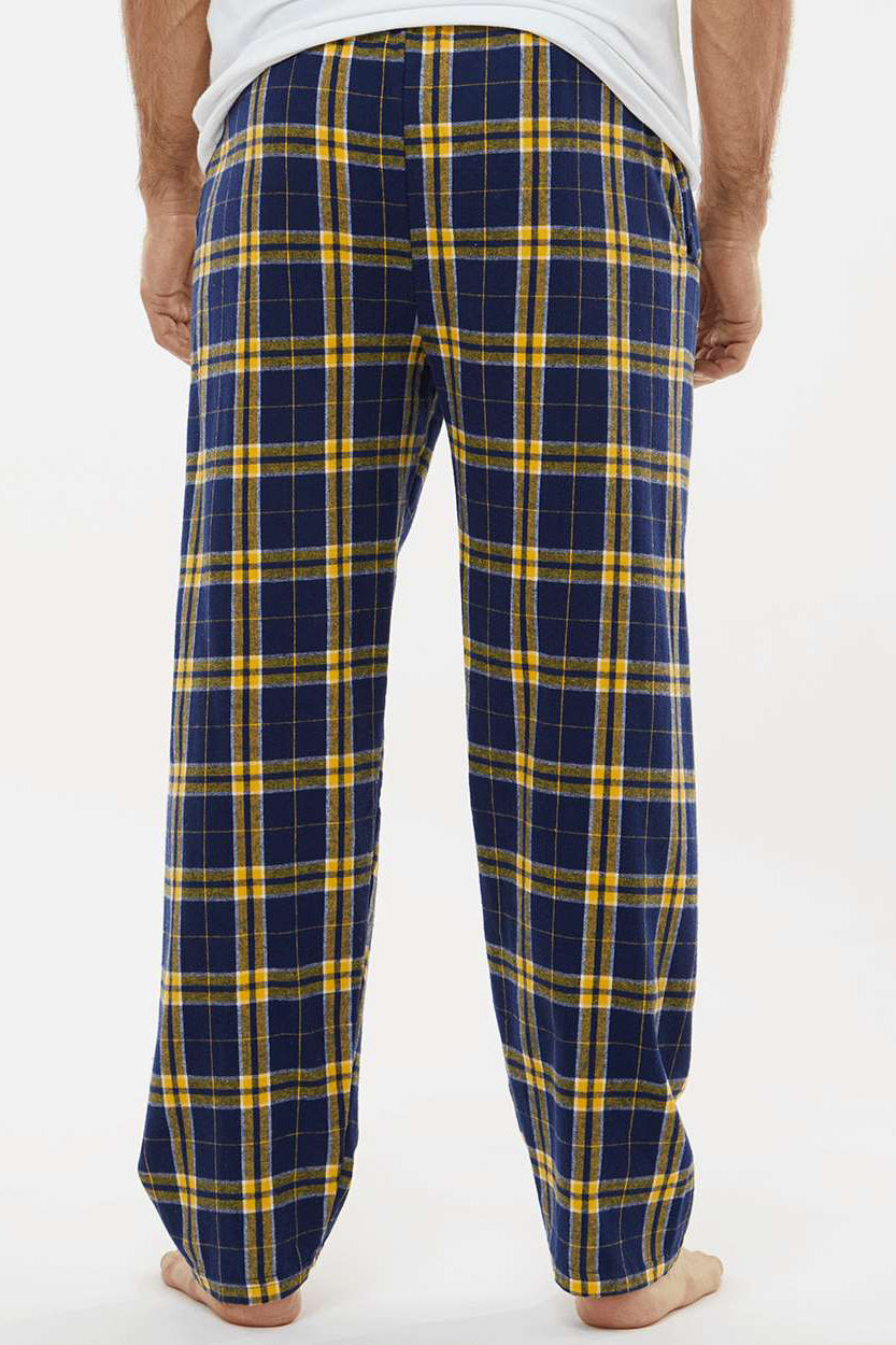 Boxercraft BM6624 Mens Harley Flannel Pants w/ Pockets Navy Blue/Gold Model Back