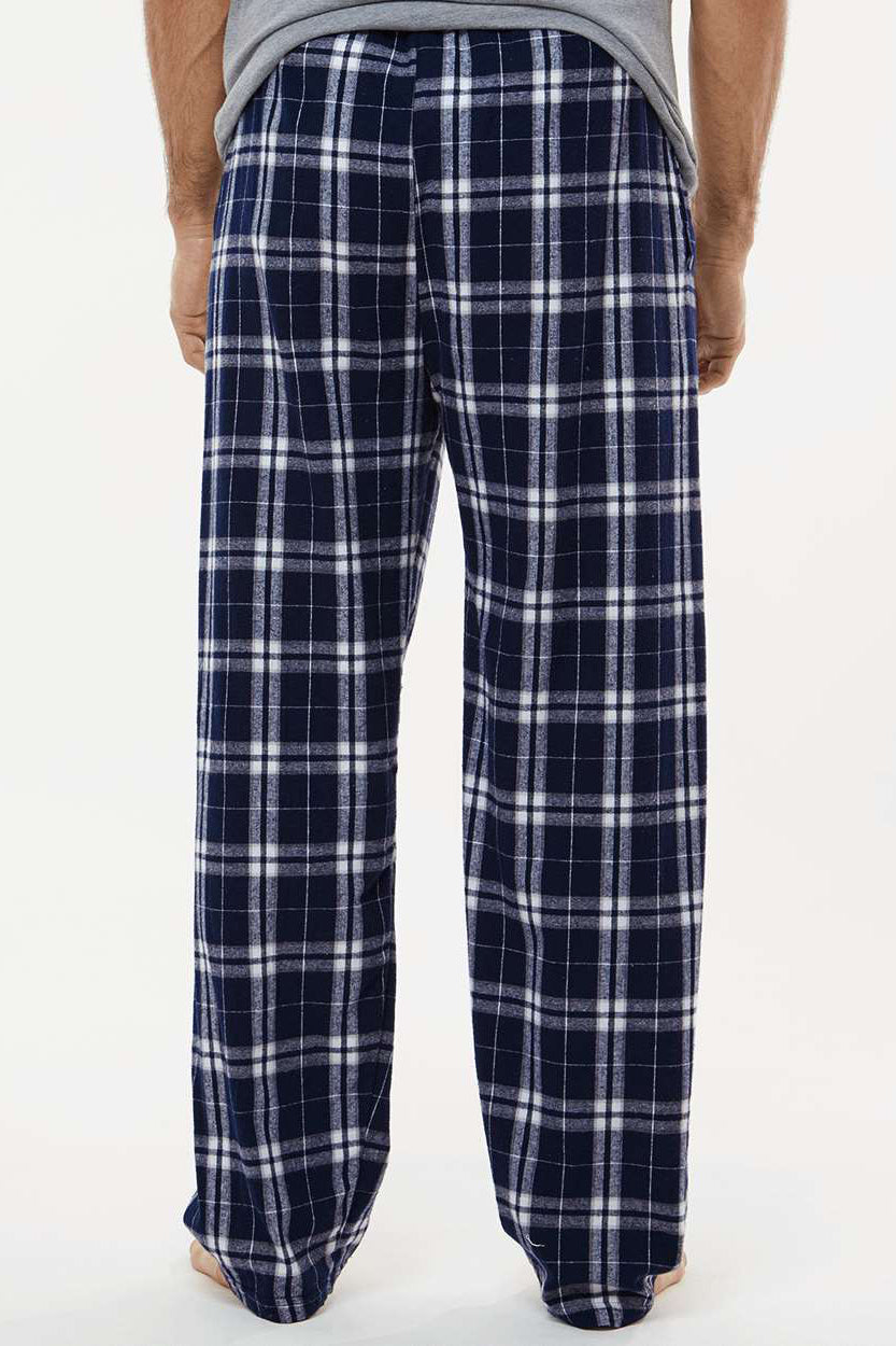 Boxercraft BM6624 Mens Harley Flannel Pants w/ Pockets Navy Blue/Silver Grey Model Back