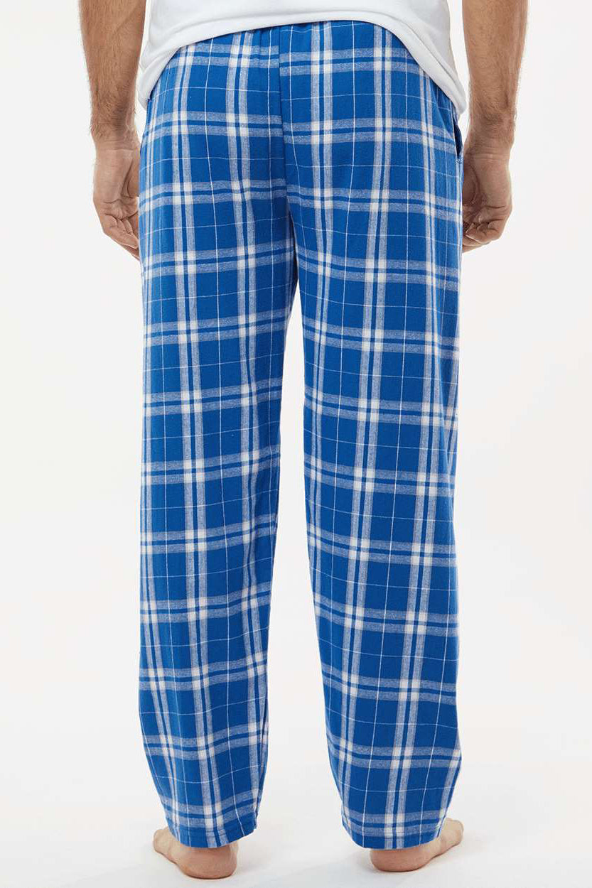 Boxercraft BM6624 Mens Harley Flannel Pants w/ Pockets Royal Blue/Silver Grey Model Back