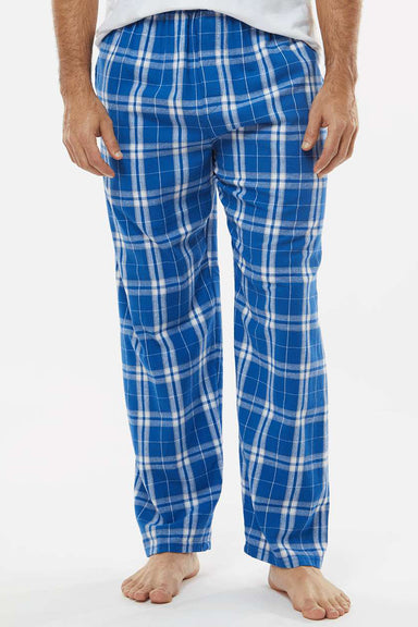 Boxercraft BM6624 Mens Harley Flannel Pants w/ Pockets Royal Blue/Silver Grey Model Front