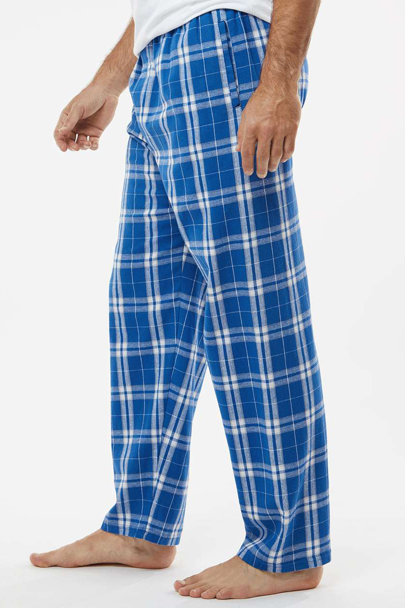 Boxercraft BM6624 Mens Harley Flannel Pants w/ Pockets Royal Blue/Silver Grey Model Side