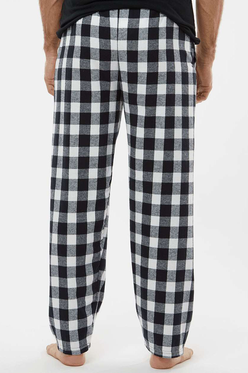 Boxercraft BM6624 Mens Harley Flannel Pants w/ Pockets Black/White Buffalo Plaid Model Back