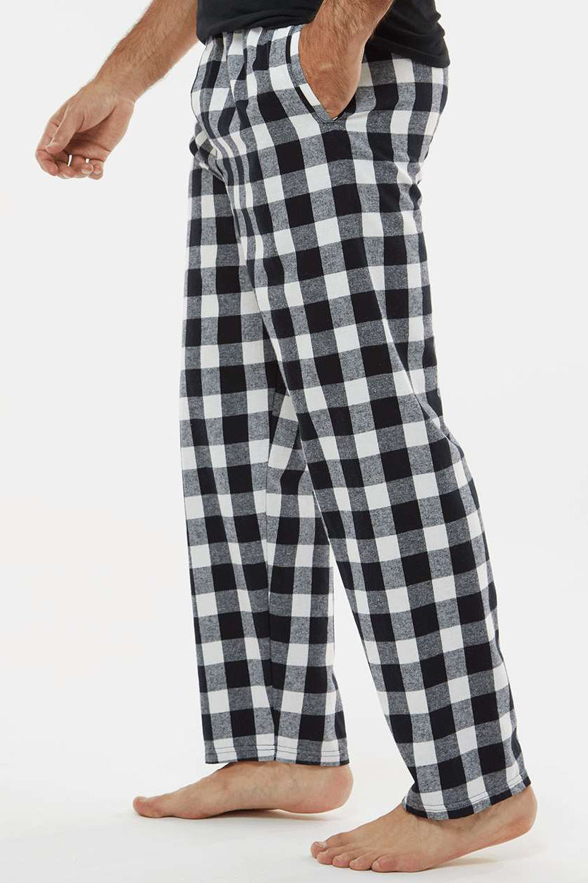 Boxercraft BM6624 Mens Harley Flannel Pants w/ Pockets Black/White Buffalo Plaid Model Side