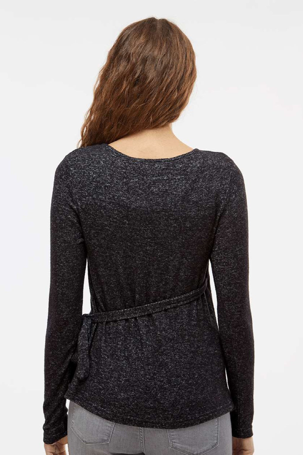 Boxercraft BW1301 Womens Cuddle Wrap Sweatshirt Heather Black Model Back