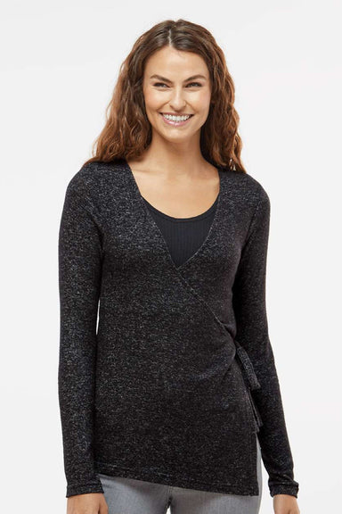 Boxercraft BW1301 Womens Cuddle Wrap Sweatshirt Heather Black Model Front