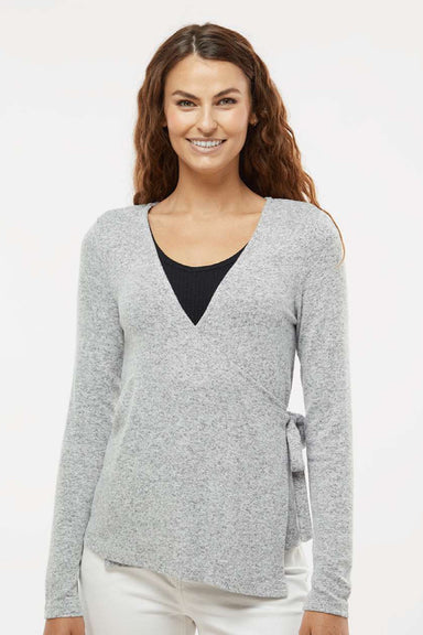 Boxercraft BW1301 Womens Cuddle Wrap Sweatshirt Heather Oxford Grey Model Front