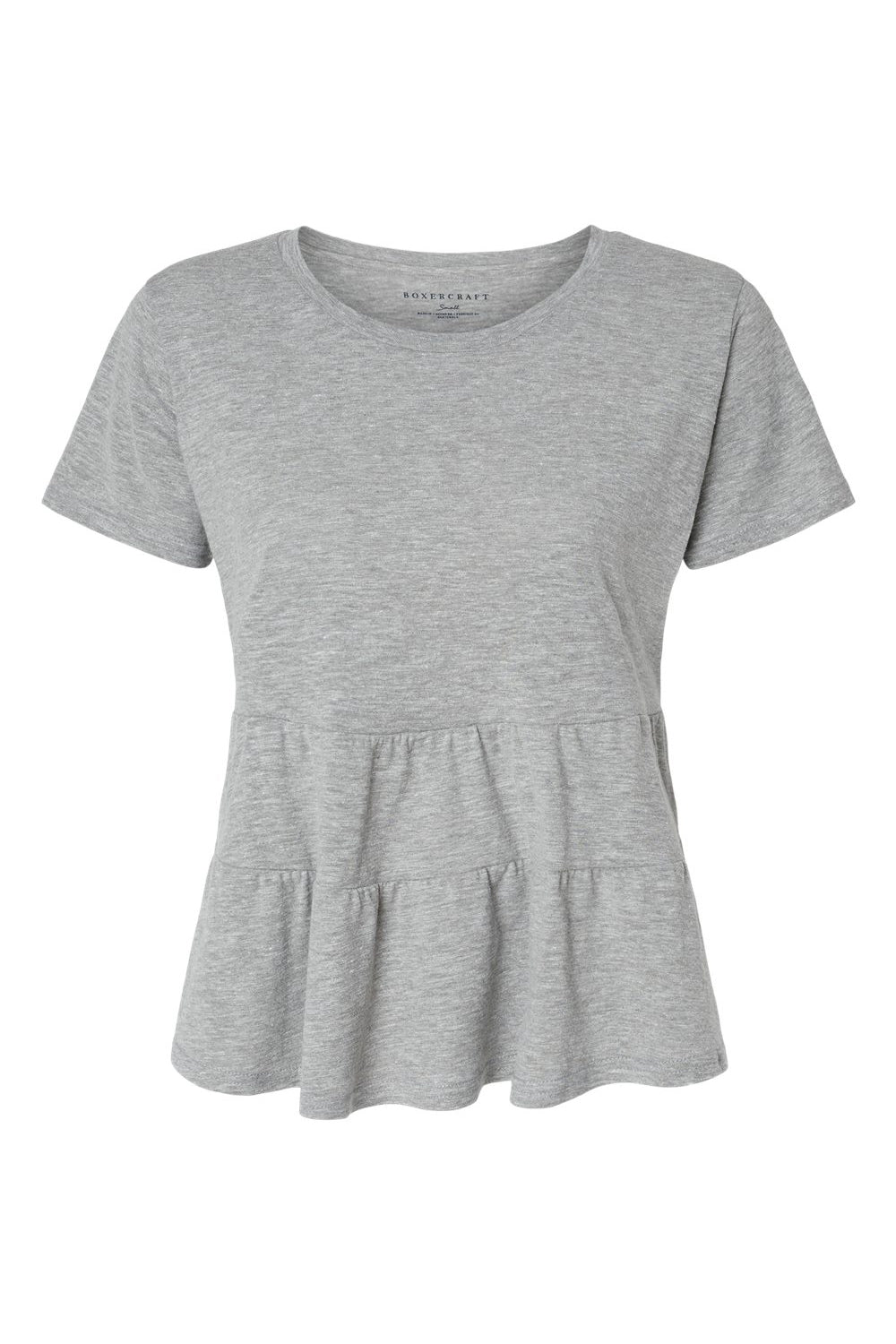 Boxercraft BW2401 Womens Willow Short Sleeve Crewneck T-Shirt Heather Oxford Grey Flat Front