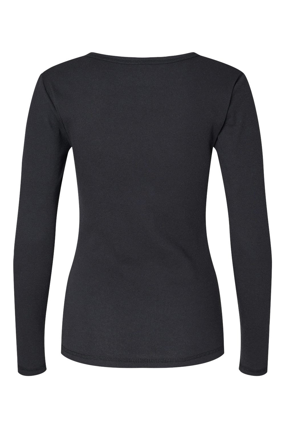 Boxercraft BW2402 Womens Harper Long Sleeve Henley T-Shirt Black Flat Back
