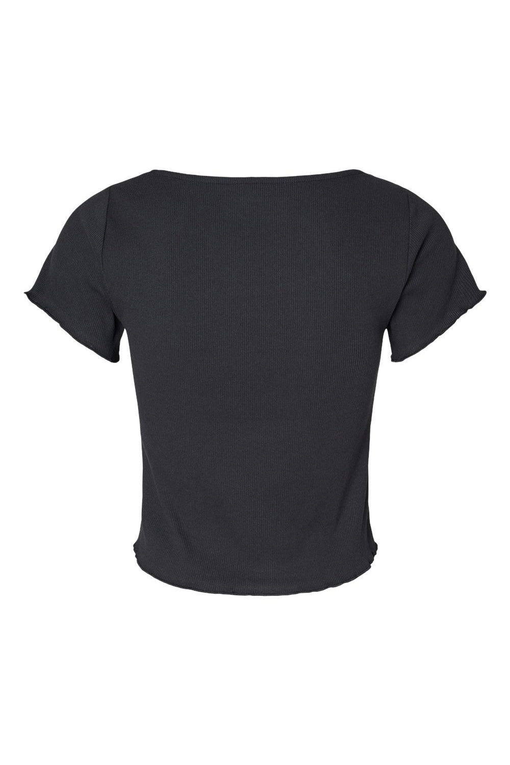 Boxercraft BW2403 Womens Baby Rib Short Sleeve Scoop Neck T-Shirt Black Flat Back