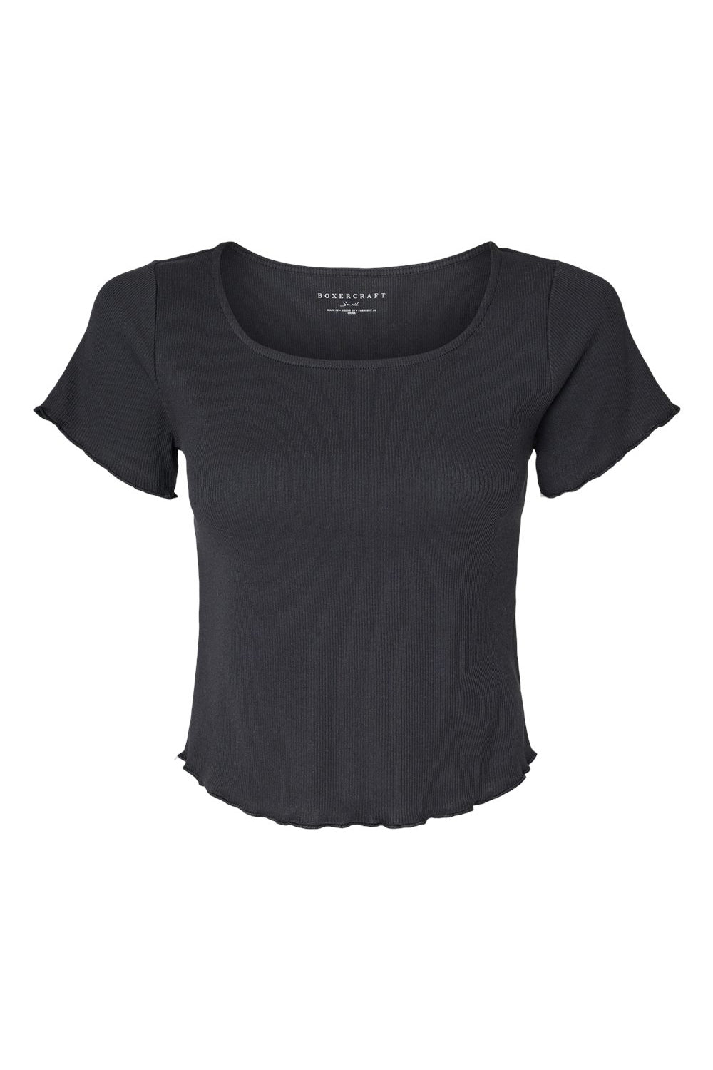 Boxercraft BW2403 Womens Baby Rib Short Sleeve Scoop Neck T-Shirt Black Flat Front