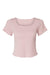 Boxercraft BW2403 Womens Baby Rib Short Sleeve Scoop Neck T-Shirt Blush Pink Flat Front