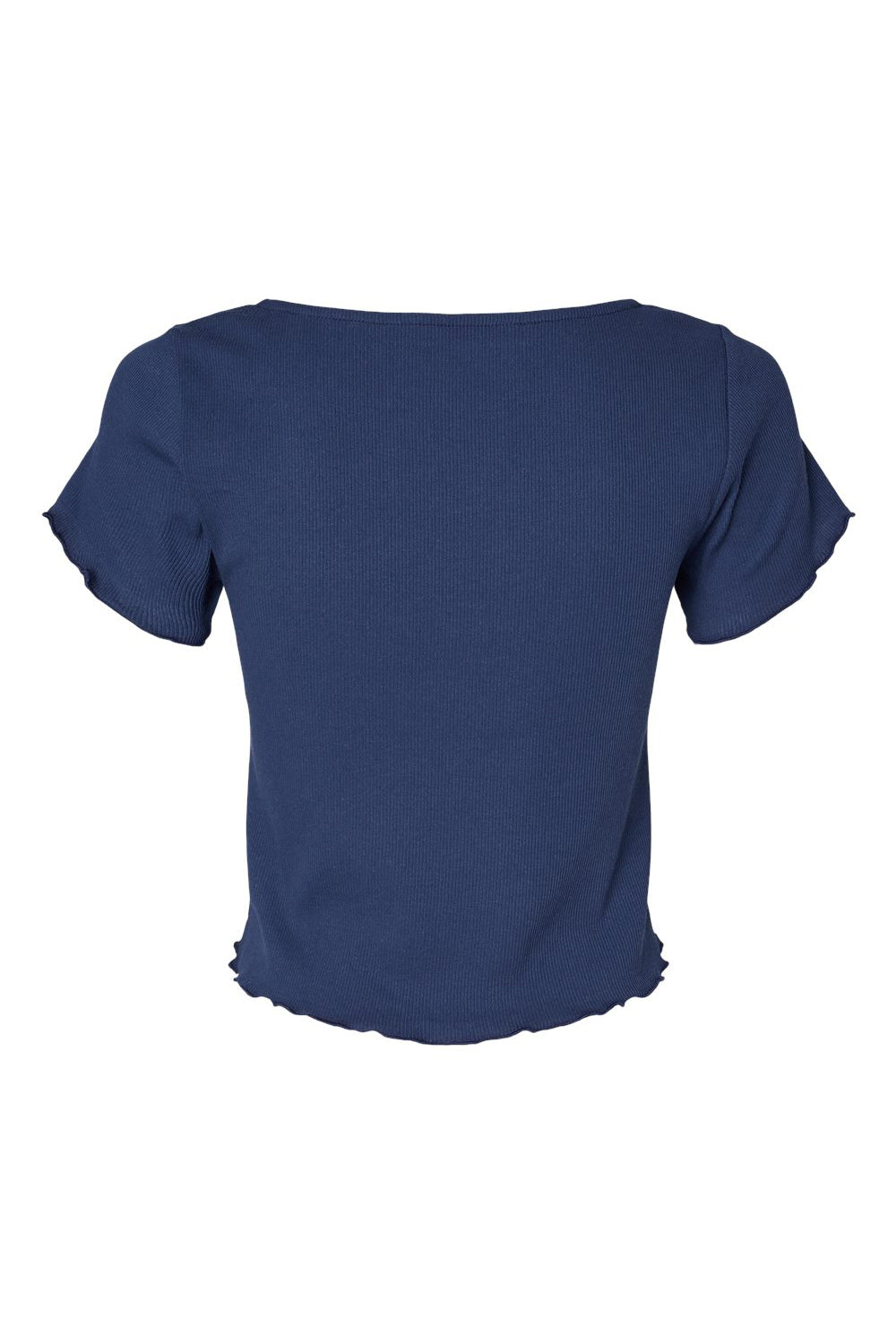 Boxercraft BW2403 Womens Baby Rib Short Sleeve Scoop Neck T-Shirt Navy Blue Flat Back