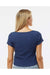 Boxercraft BW2403 Womens Baby Rib Short Sleeve Scoop Neck T-Shirt Navy Blue Model Back