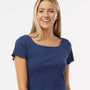 Boxercraft Womens Baby Rib Short Sleeve Scoop Neck T-Shirt - Navy Blue - NEW