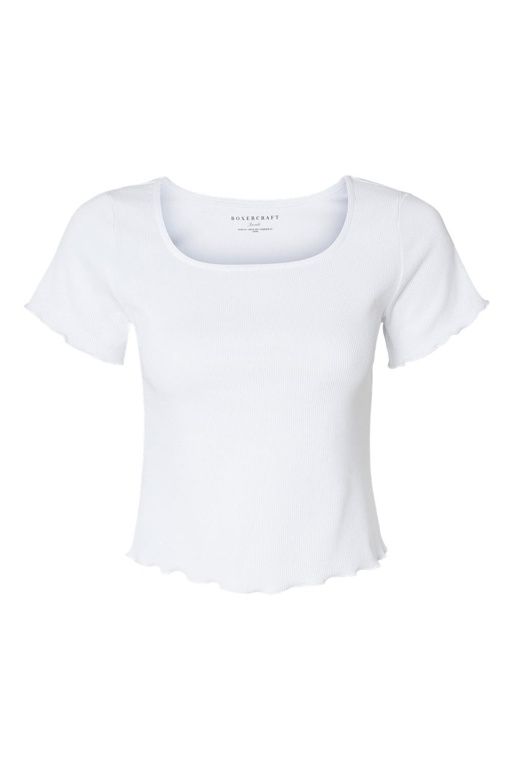 Boxercraft BW2403 Womens Baby Rib Short Sleeve Scoop Neck T-Shirt White Flat Front