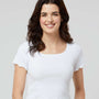 Boxercraft Womens Baby Rib Short Sleeve Scoop Neck T-Shirt - White - NEW