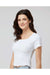 Boxercraft BW2403 Womens Baby Rib Short Sleeve Scoop Neck T-Shirt White Model Side
