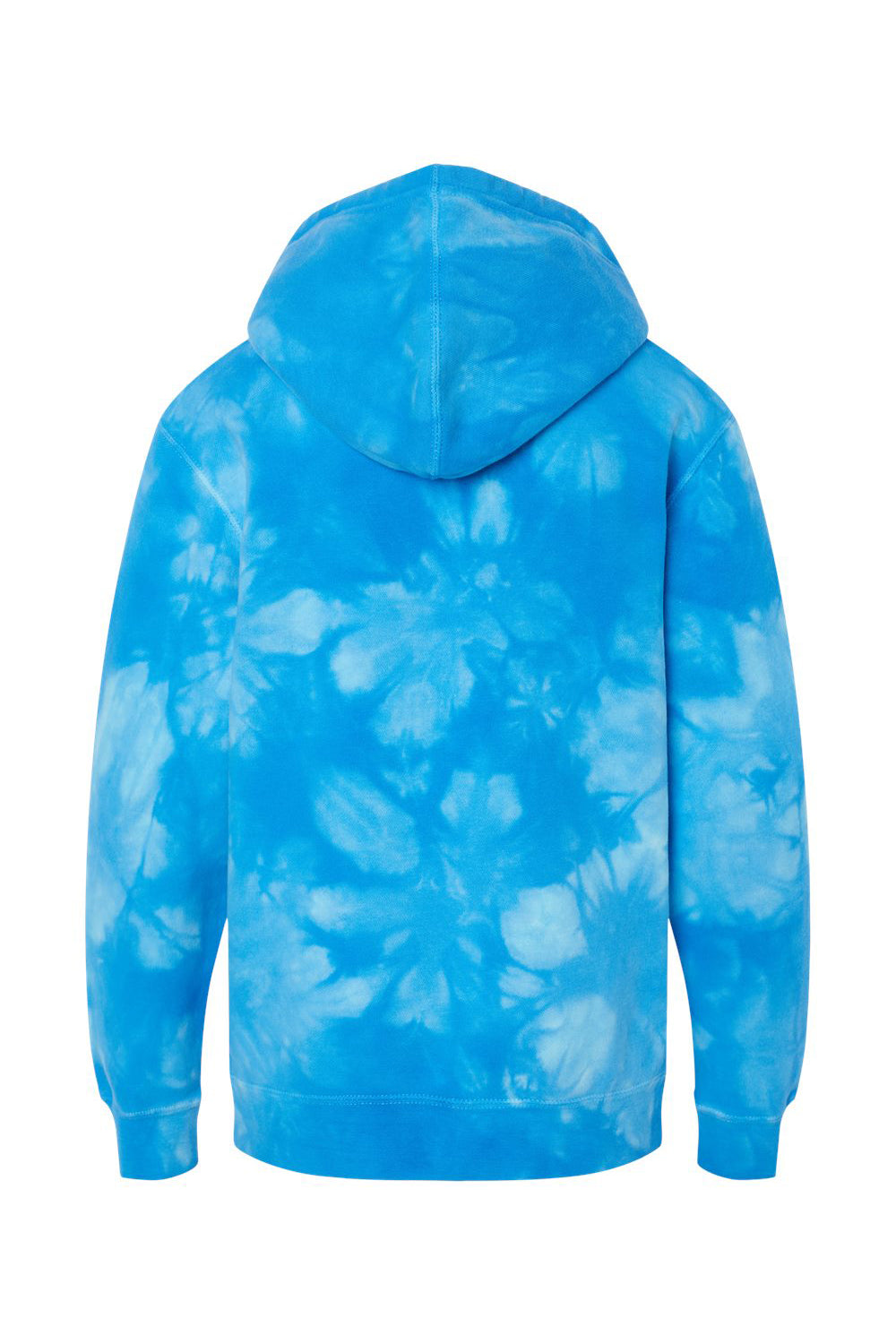 Independent Trading Company PRM1500TD Youth Tie-Dye Hooded Sweatshirt Hoodie w/ Pouch Pocket Aqua Blue Flat Back