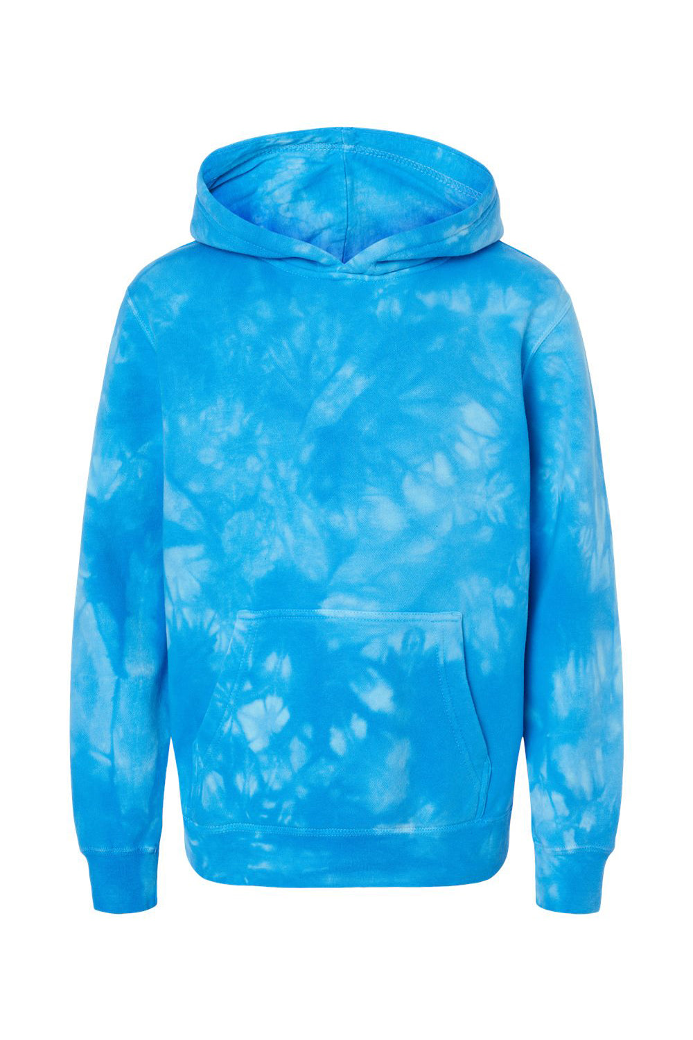 Independent Trading Co. PRM1500TD Youth Tie-Dye Hooded Sweatshirt Hoodie Aqua Blue Flat Front