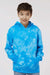 Independent Trading Company PRM1500TD Youth Tie-Dye Hooded Sweatshirt Hoodie w/ Pouch Pocket Aqua Blue Model Front