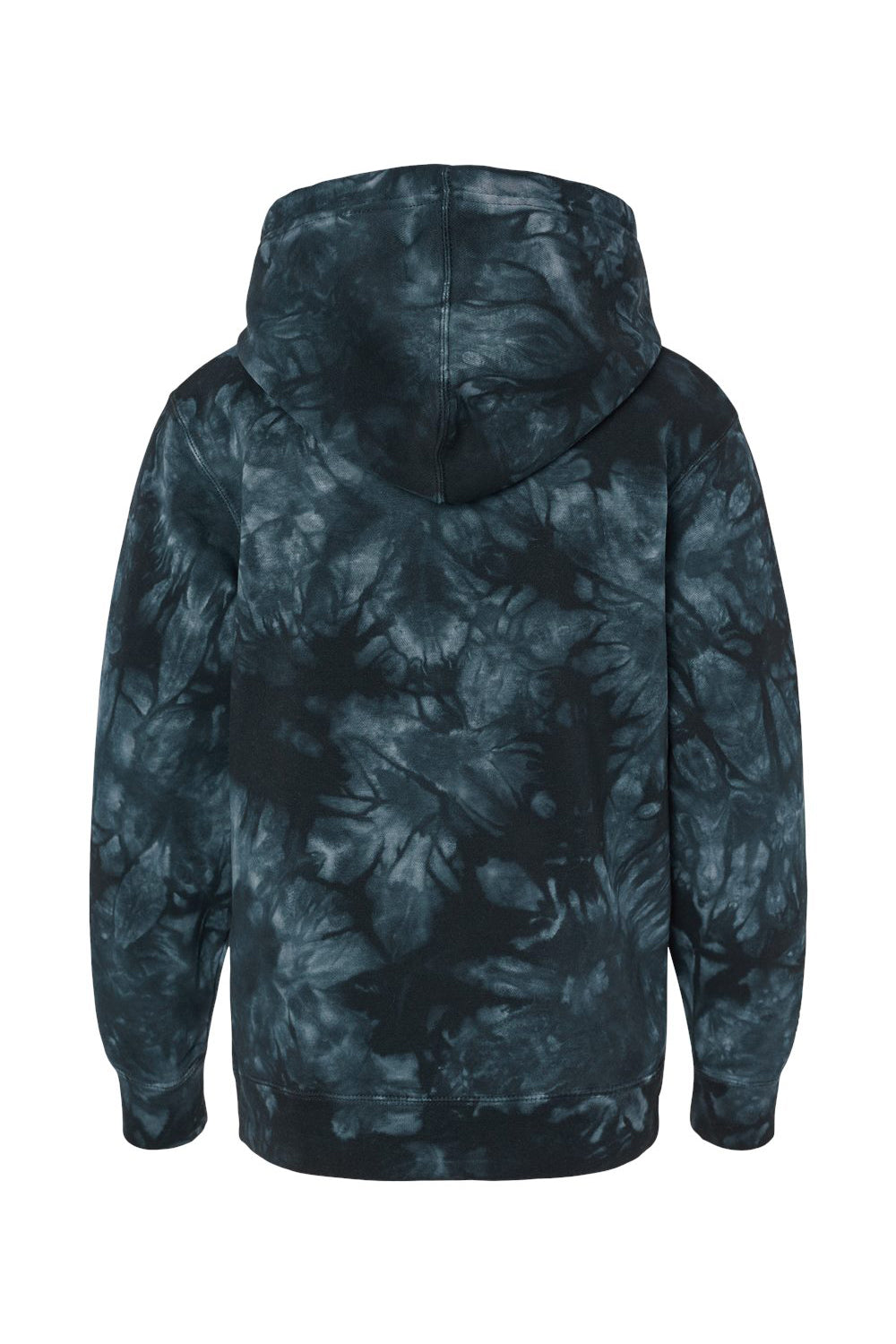 Independent Trading Company PRM1500TD Youth Tie-Dye Hooded Sweatshirt Hoodie w/ Pouch Pocket Black Flat Back