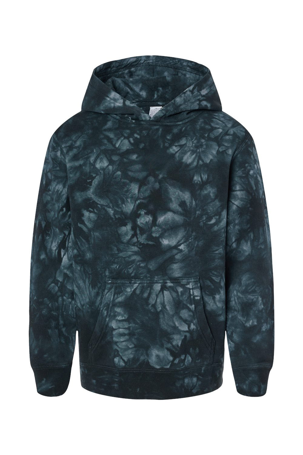 Independent Trading Company PRM1500TD Youth Tie-Dye Hooded Sweatshirt Hoodie w/ Pouch Pocket Black Flat Front