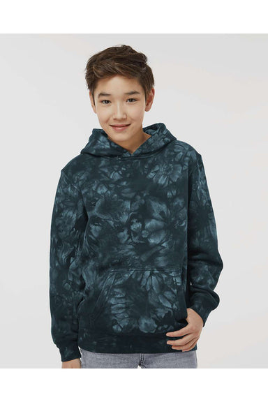 Independent Trading Co. PRM1500TD Youth Tie-Dye Hooded Sweatshirt Hoodie Black Model Front