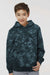 Independent Trading Company PRM1500TD Youth Tie-Dye Hooded Sweatshirt Hoodie w/ Pouch Pocket Black Model Front