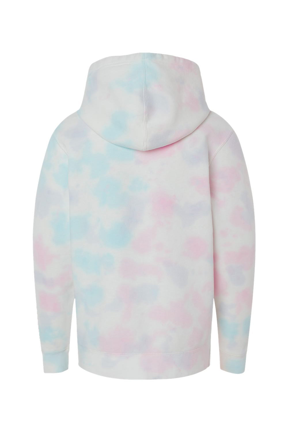 Independent Trading Company PRM1500TD Youth Tie-Dye Hooded Sweatshirt Hoodie w/ Pouch Pocket Cotton Candy Flat Back