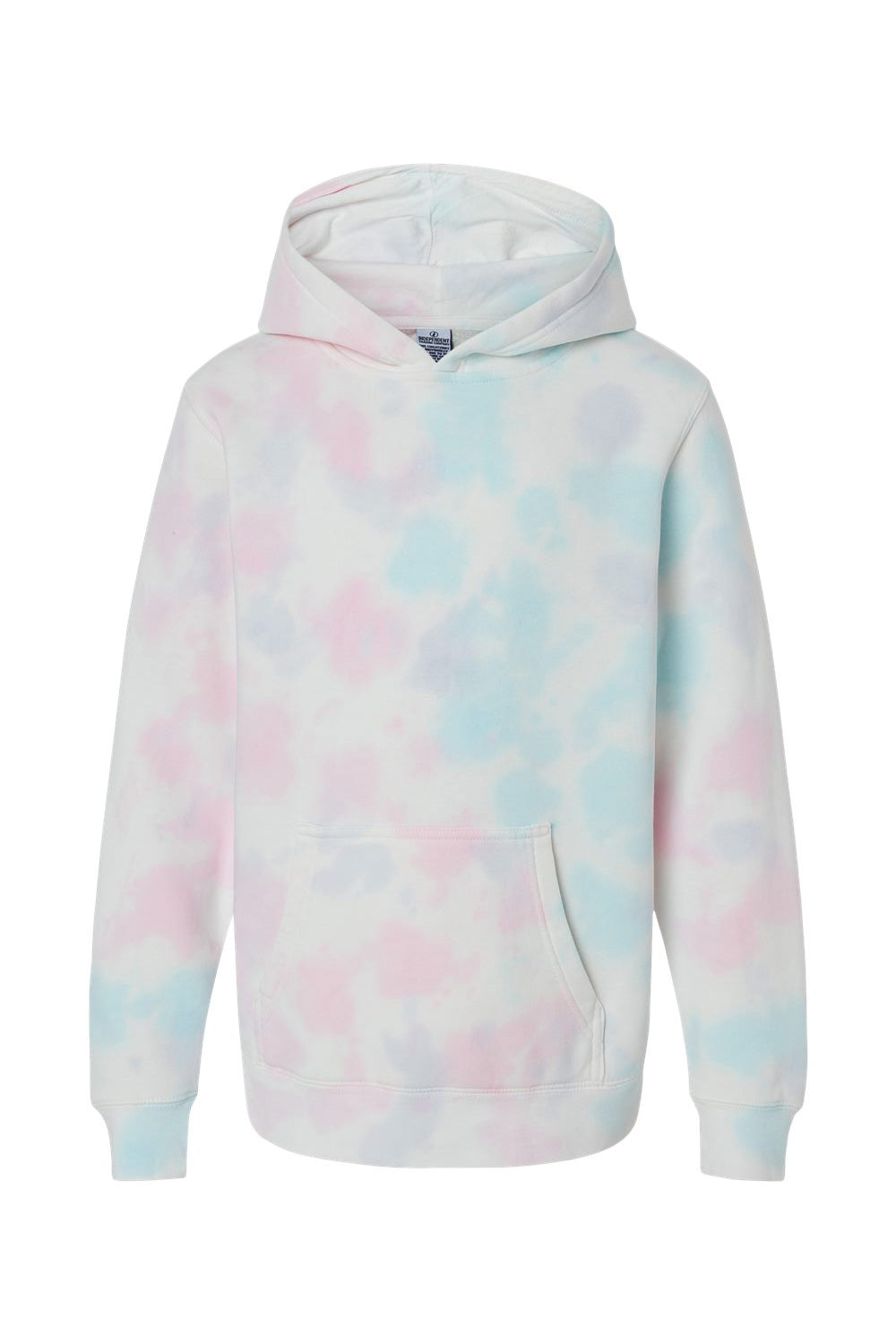 Independent Trading Company PRM1500TD Youth Tie-Dye Hooded Sweatshirt Hoodie w/ Pouch Pocket Cotton Candy Flat Front