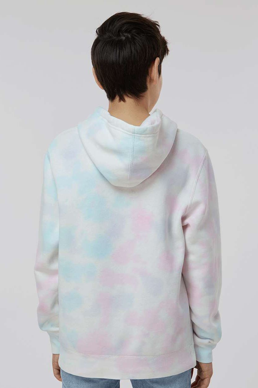 Independent Trading Company PRM1500TD Youth Tie-Dye Hooded Sweatshirt Hoodie w/ Pouch Pocket Cotton Candy Model Back