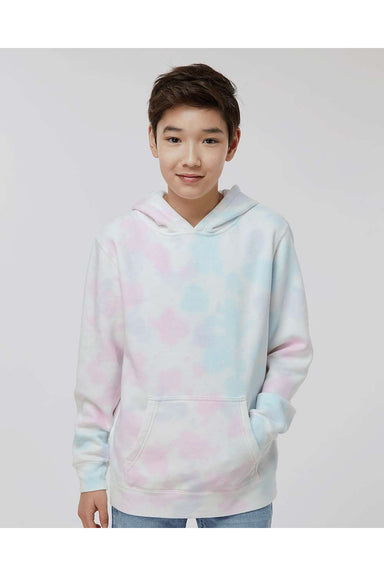 Independent Trading Co. PRM1500TD Youth Tie-Dye Hooded Sweatshirt Hoodie Cotton Candy Model Front