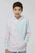 Independent Trading Company PRM1500TD Youth Tie-Dye Hooded Sweatshirt Hoodie w/ Pouch Pocket Cotton Candy Model Front