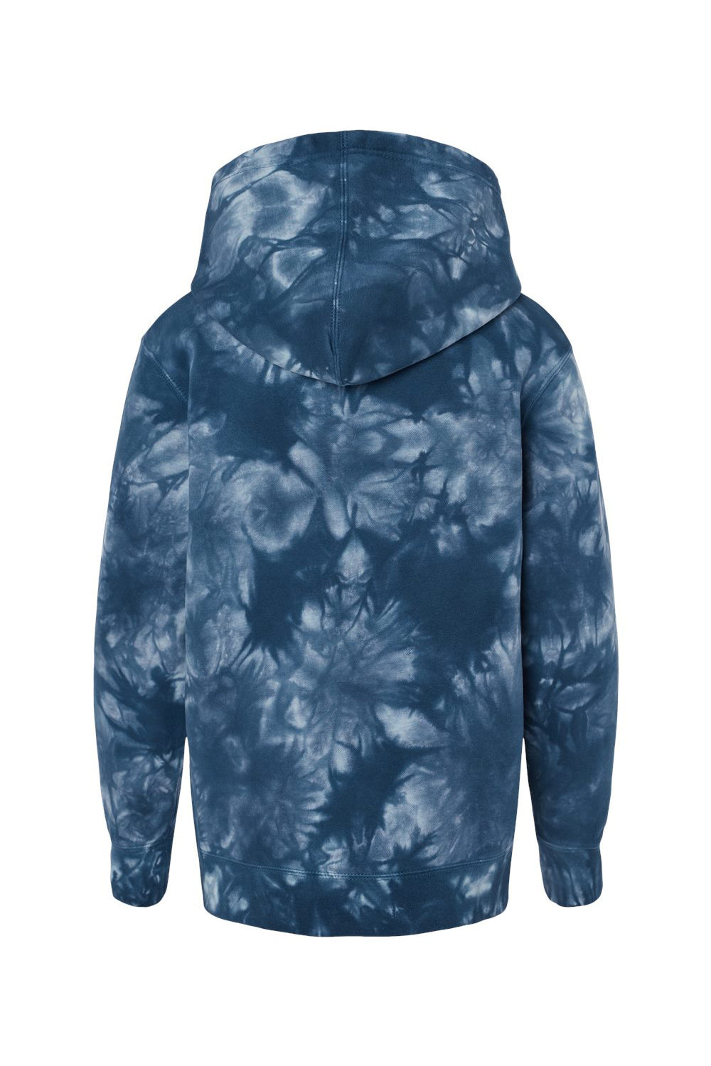 Independent Trading Company PRM1500TD Youth Tie-Dye Hooded Sweatshirt Hoodie w/ Pouch Pocket Navy Blue Flat Back